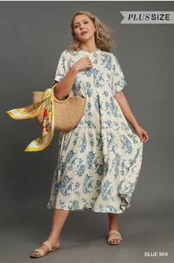 Plus Size Tiered Textured Mid Dress By Umgee