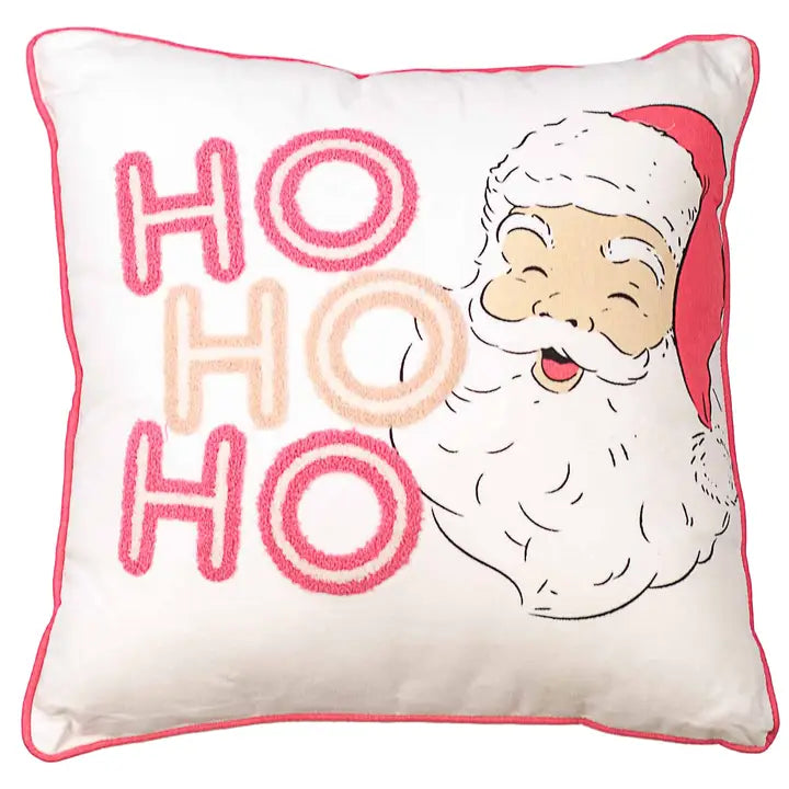 Hohoho Santa Pillow Soft White/Pink