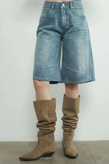 Denim Jorts with Yoke Seam By Aaron & Amber