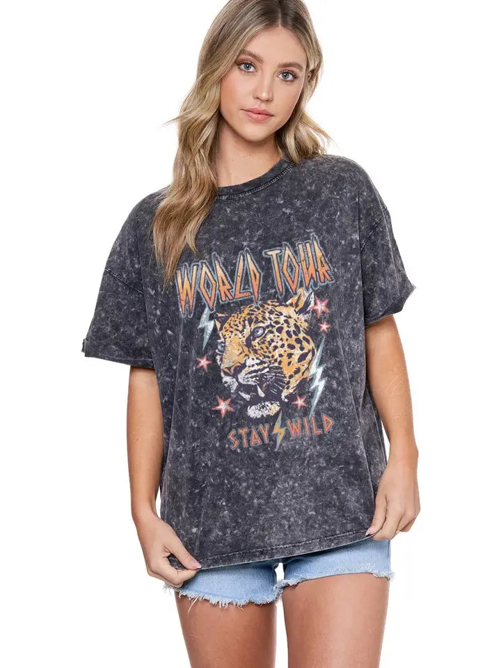 World Tour Stay Wild Graphic Mineral Washed Tee