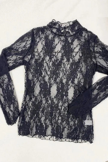 Plus Size Floral Print Lace Long Sleeve Top By jade by jade