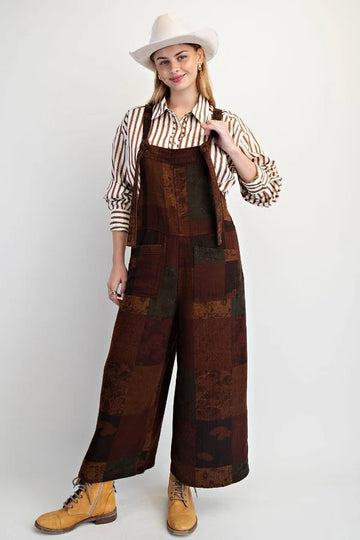 Patchwork Printed Tie Strap Cotton Gauze Jumpsuit By Easel