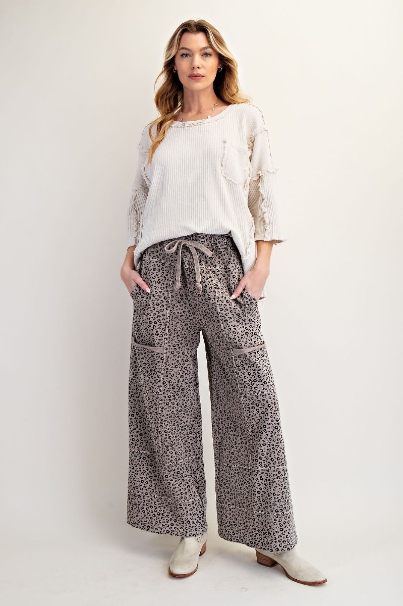 Animal Print Terry Knit Lounge Pants By Easel