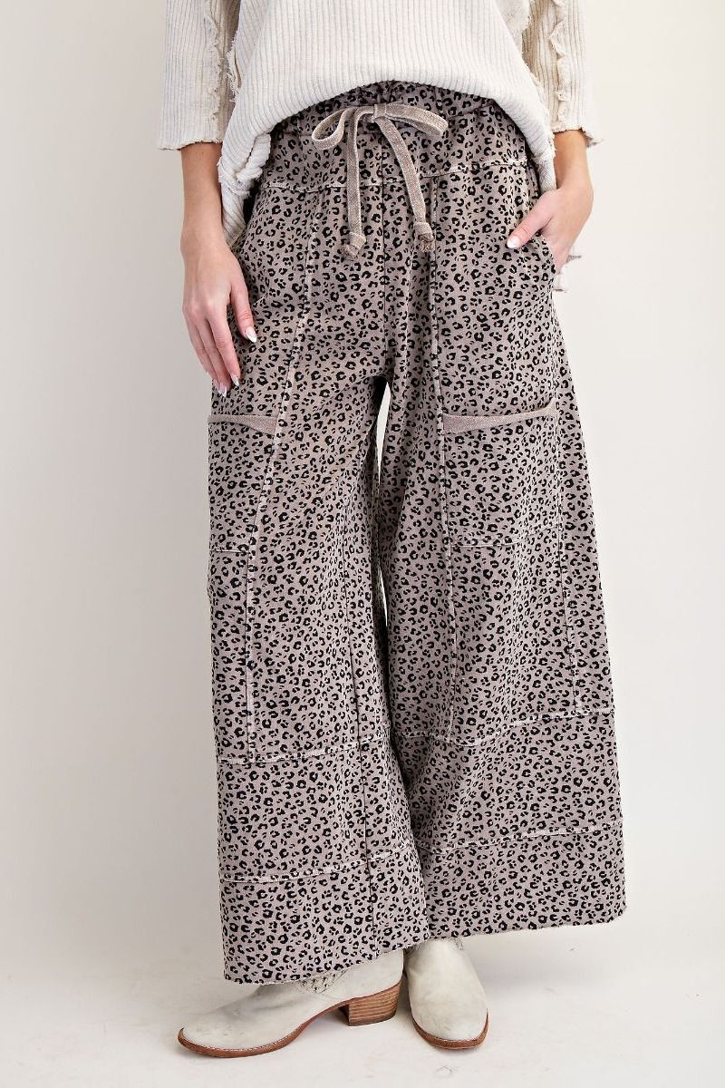 Ash Mocha Animal Print Terry Pants By Easel