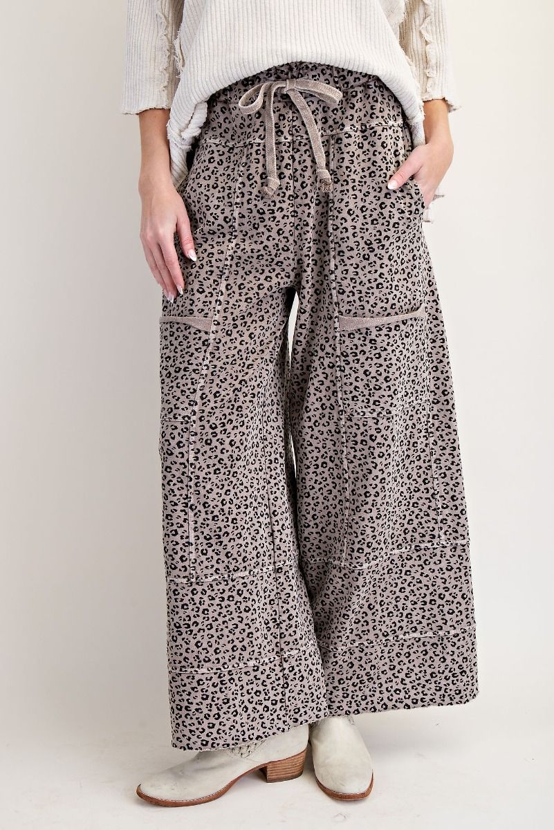 Animal Print Terry Knit Lounge Pants By Easel