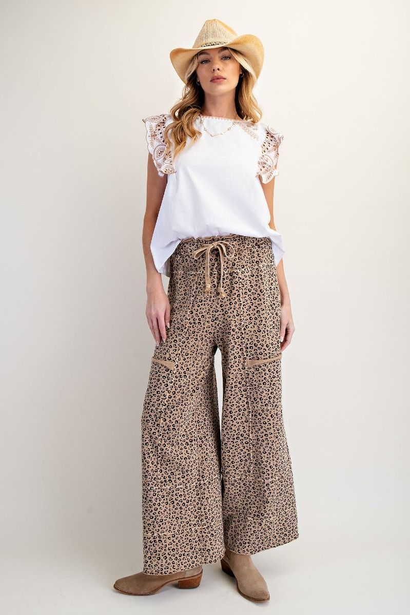 Camel Animal Print Terry Pants By Easel