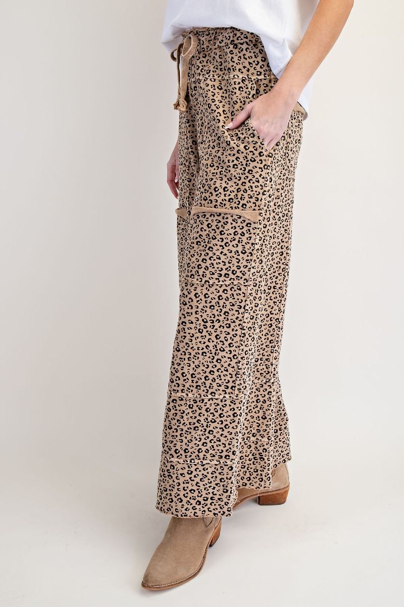 Camel Animal Print Terry Pants By Easel