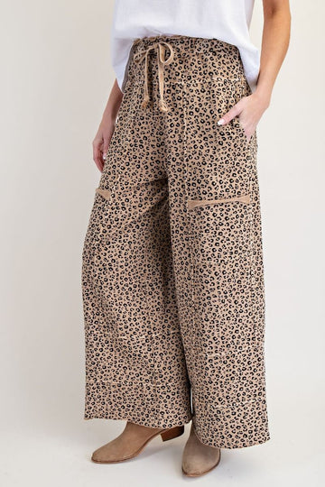 Camel Animal Print Terry Pants By Easel