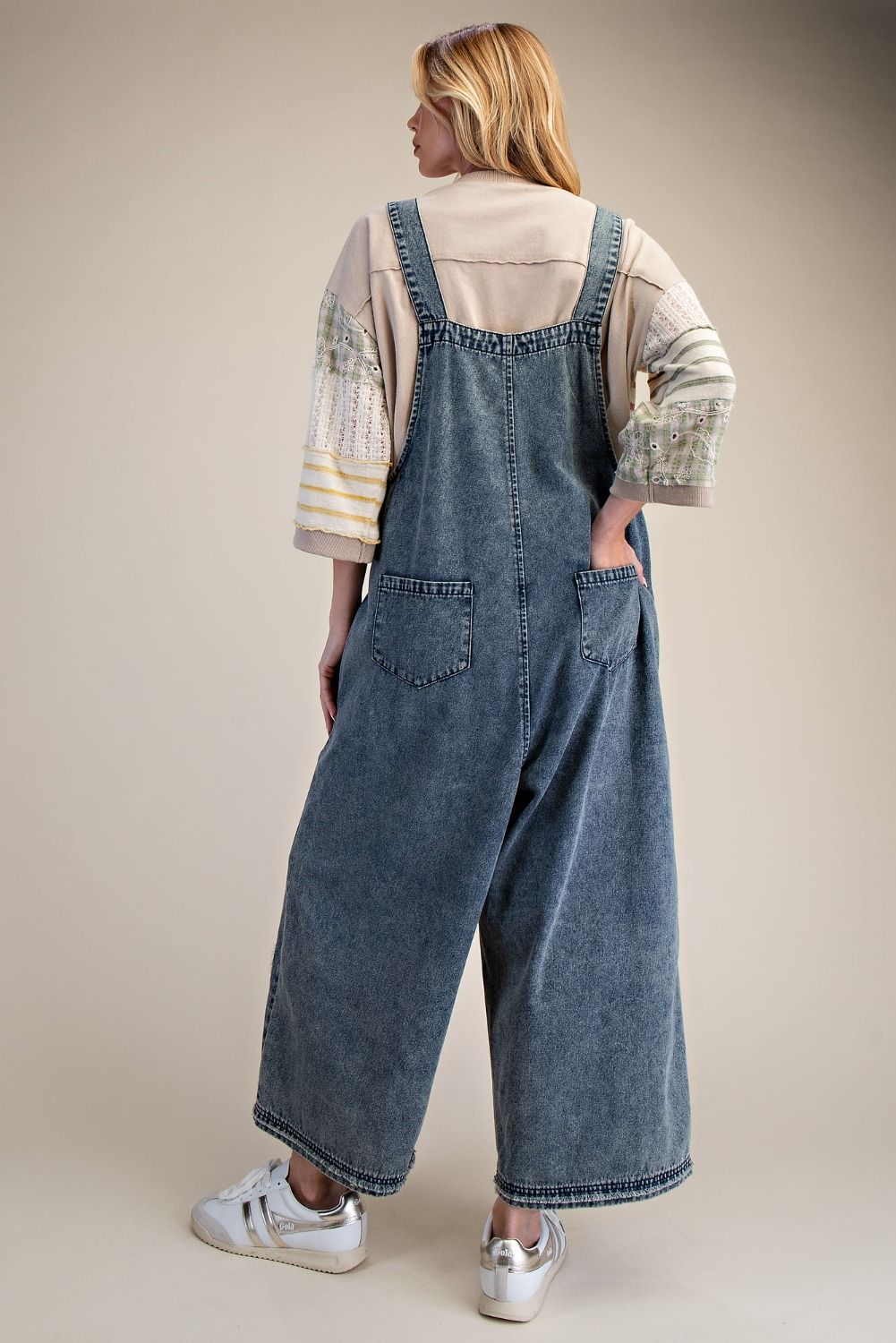Patchwork Petals Denim Overalls By Easel
