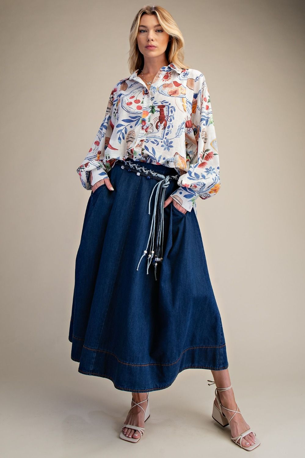Midnight Muse Washed Denim Skirt
