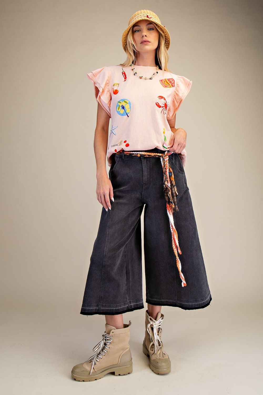Plus Size Denim Daydream Wide Leg Capri Jeans