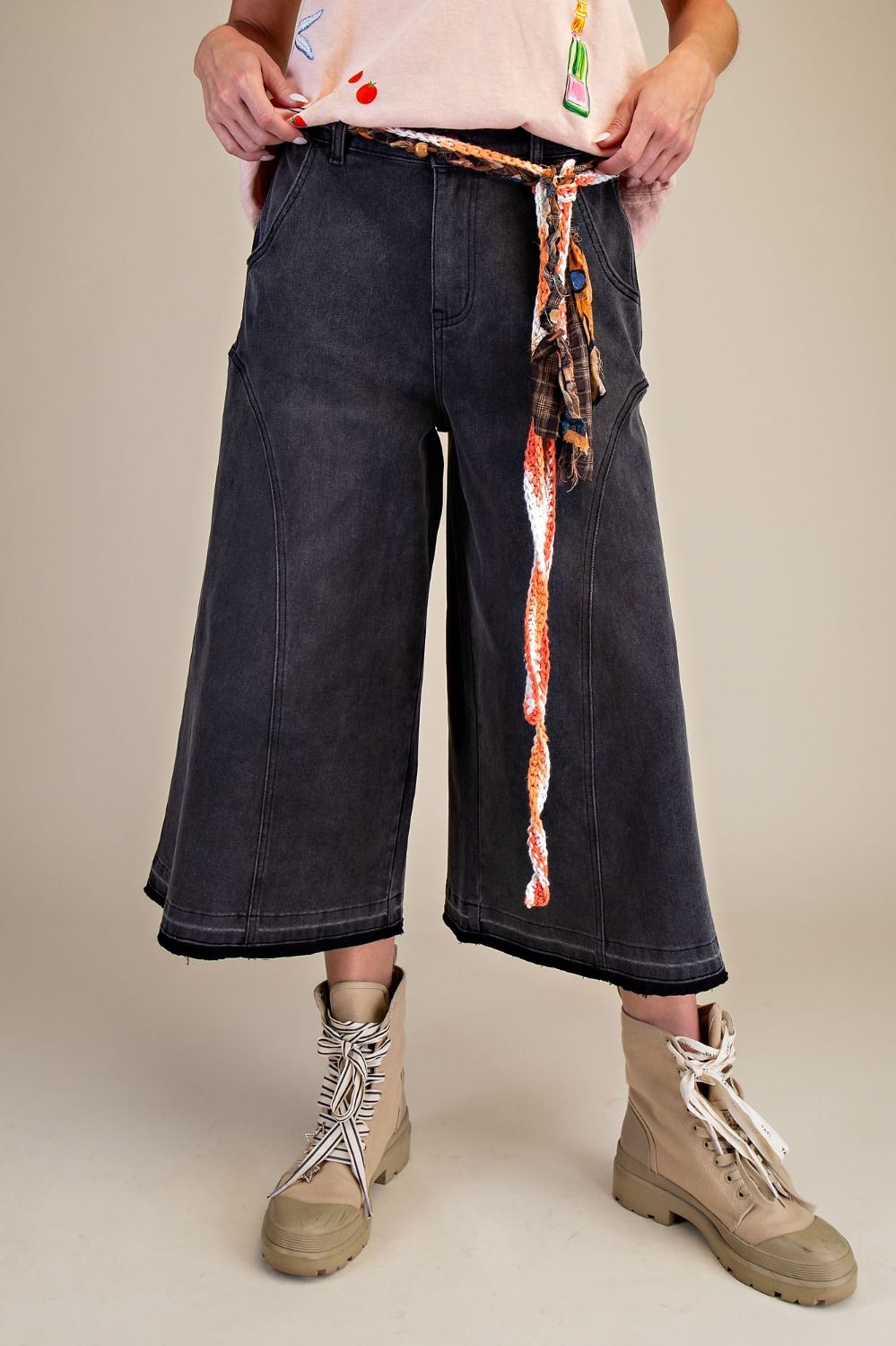 Plus Size Denim Daydream Wide Leg Capri Jeans