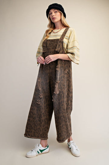 Oversized leopard overalls 