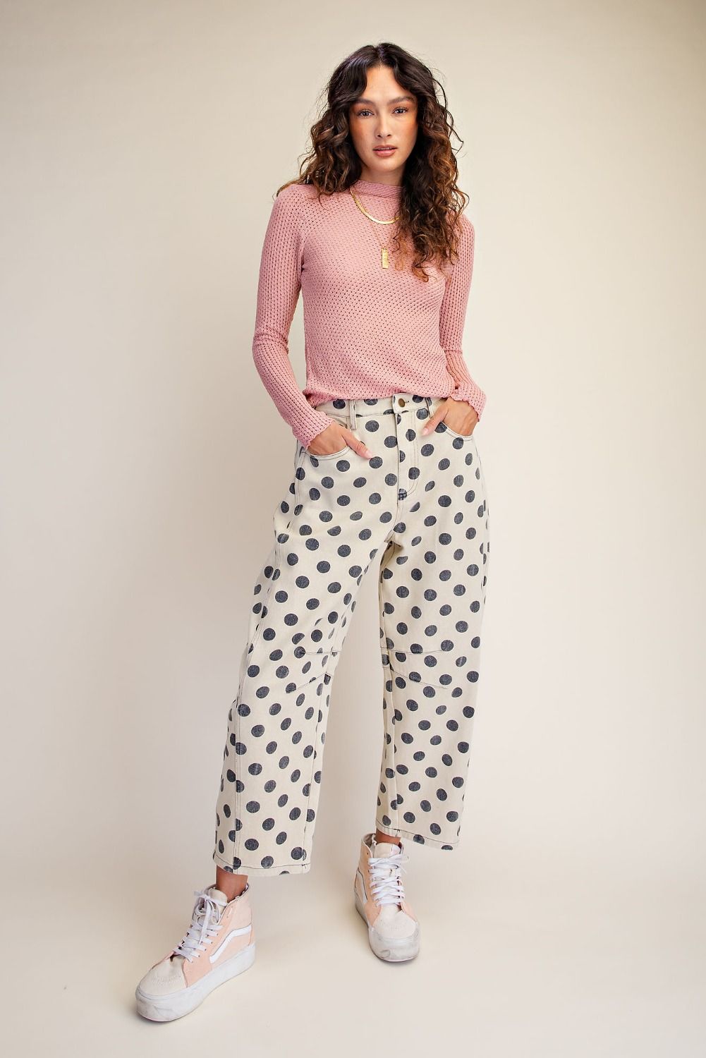 Curvy Dot Your Way Barrel Pants By Easel