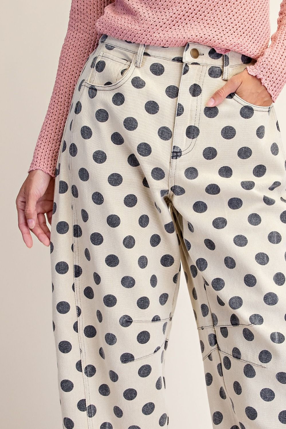 Curvy Dot Your Way Barrel Pants By Easel