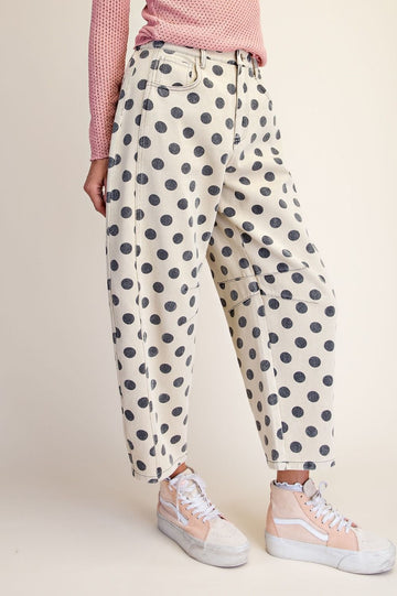 Curvy Dot Your Way Barrel Pants By Easel