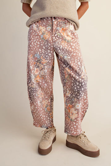 Curvy Autumn Wildflower Barrel Pants