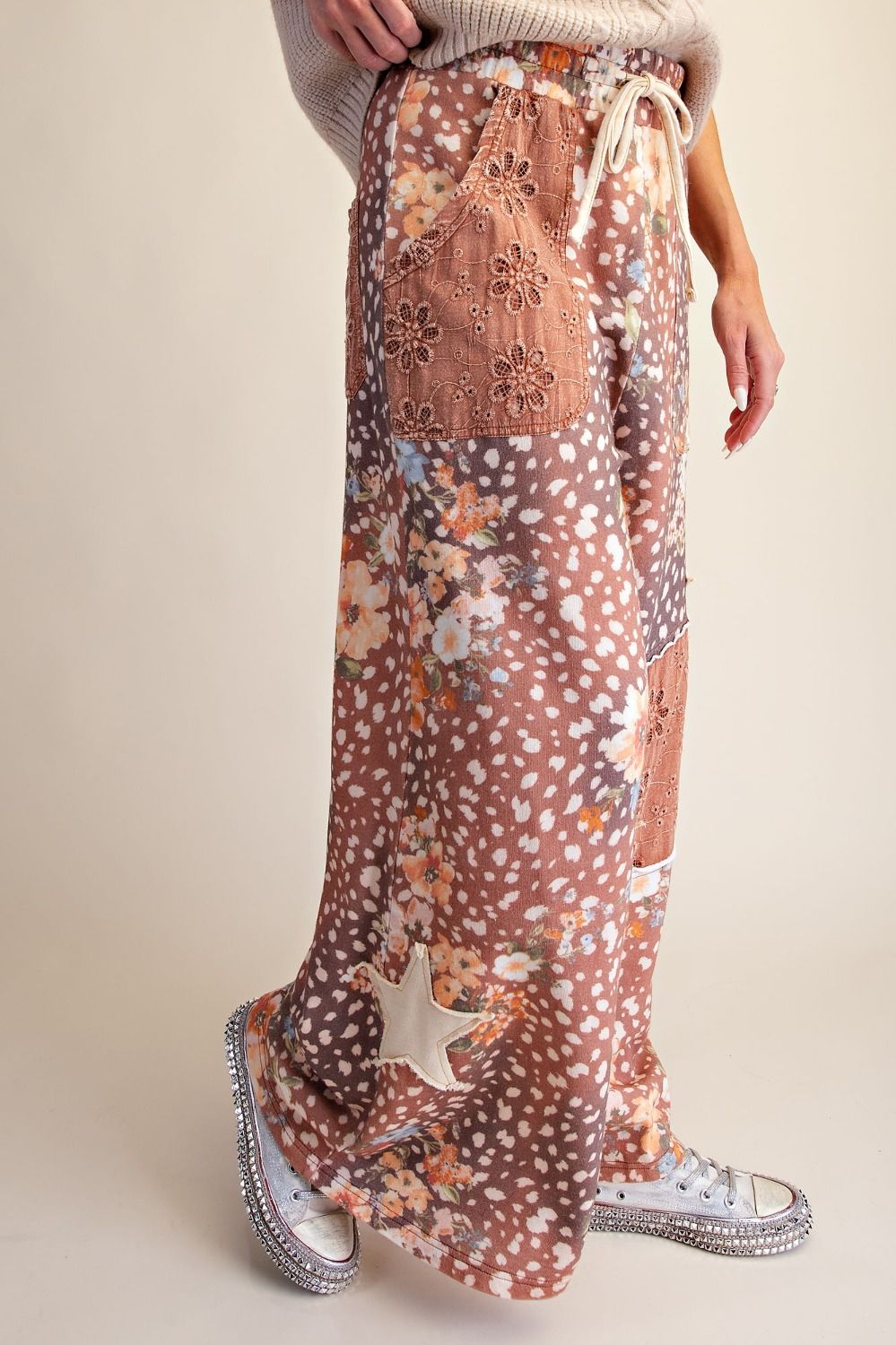 Prairie Rose Patchwork Wide Leg Pants