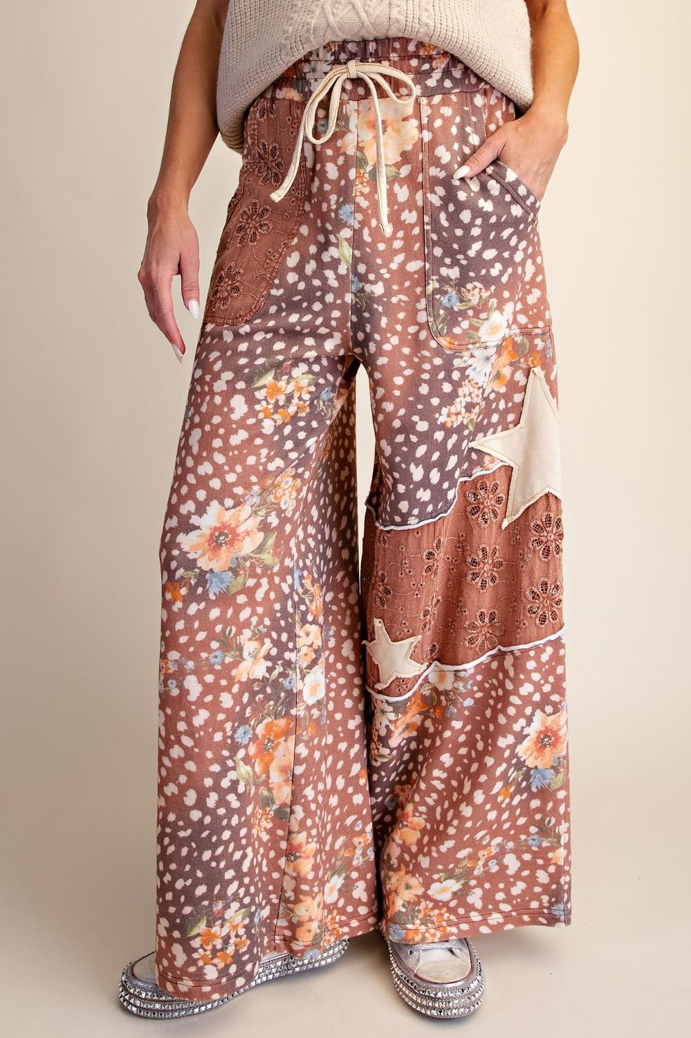 Prairie Rose Patchwork Wide Leg Pants
