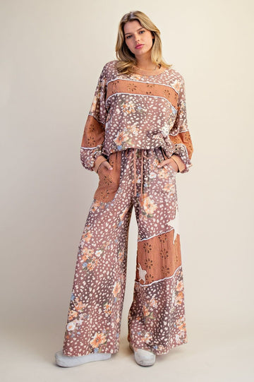 Prairie Rose Patchwork Wide Leg Pants