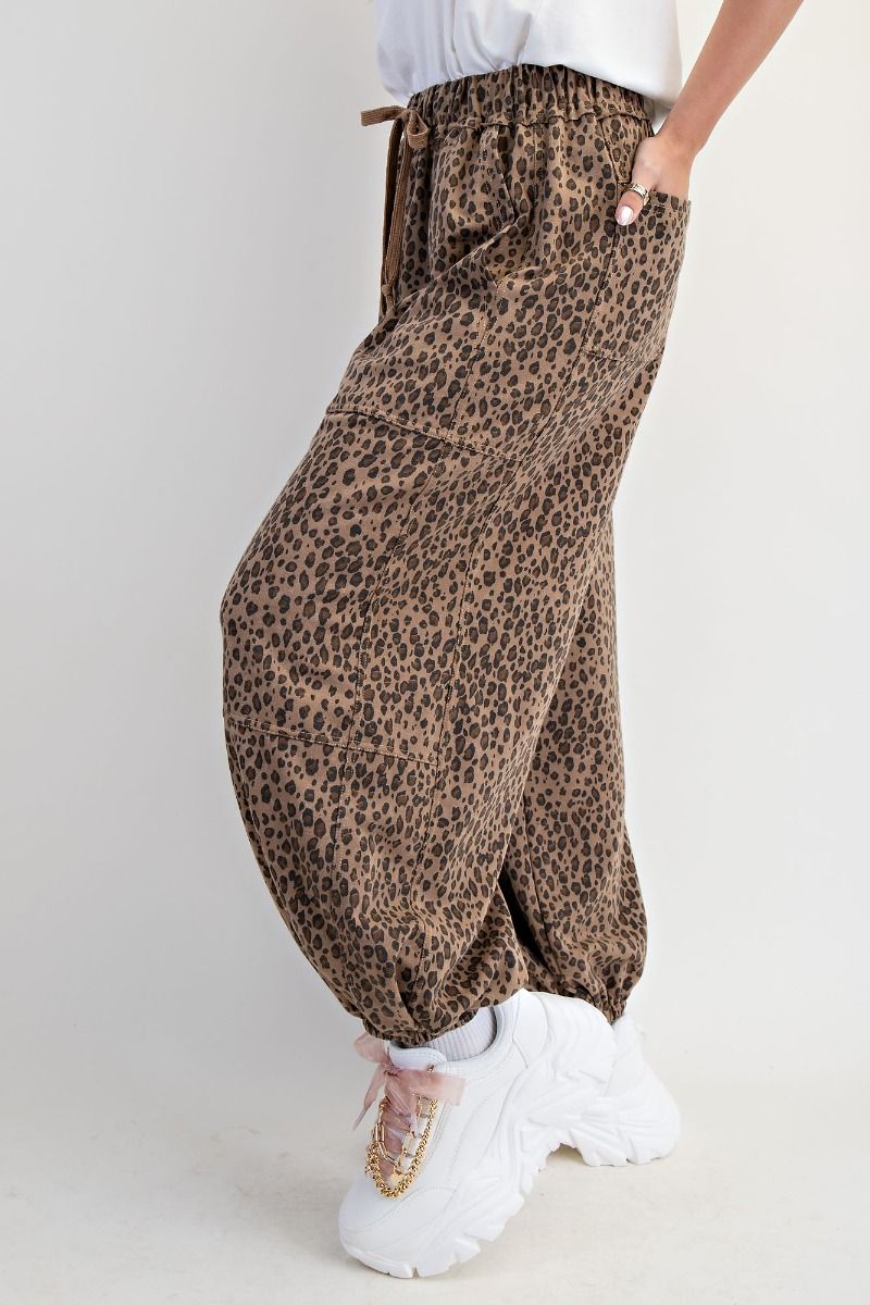 Animal Printed Washed Terry Jogger Pants By Easel