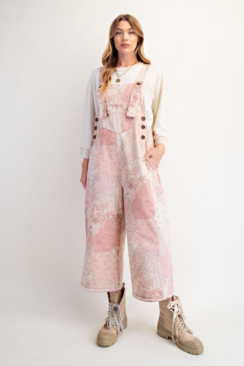 Vintage Patchwork Printed Twill Overalls By Easel