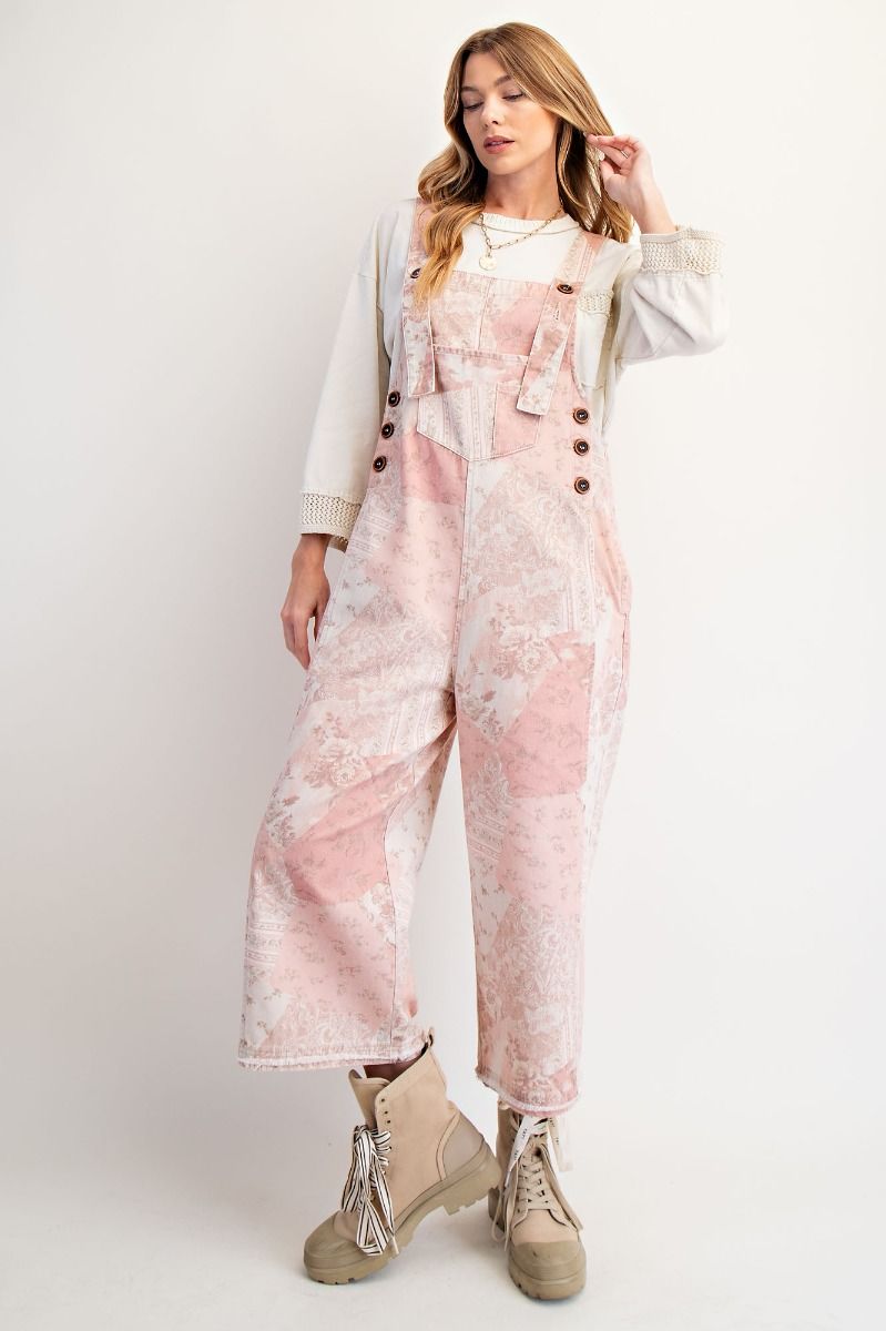 Vintage Patchwork Printed Twill Overalls By Easel