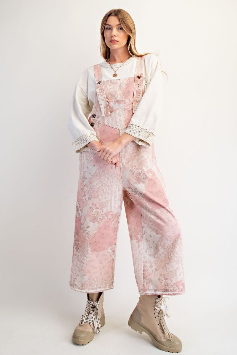 Vintage Patchwork Printed Twill Overalls By Easel