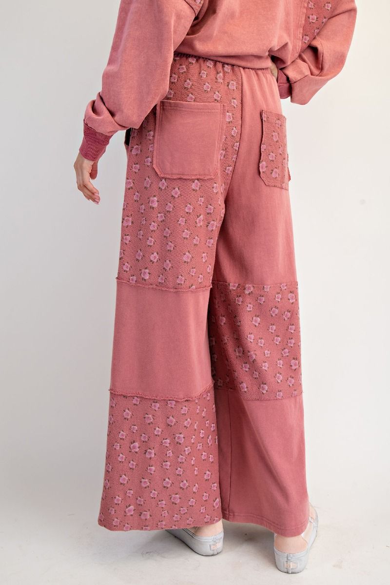 Flower Printed Washed Terry Pants By Easel