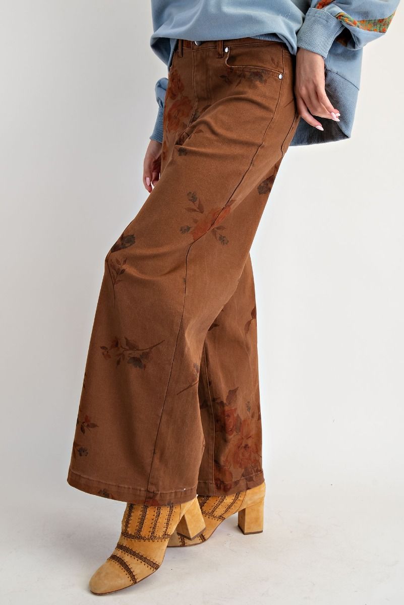 Curvy Pressed Petals Wide Leg Pants By Easel
