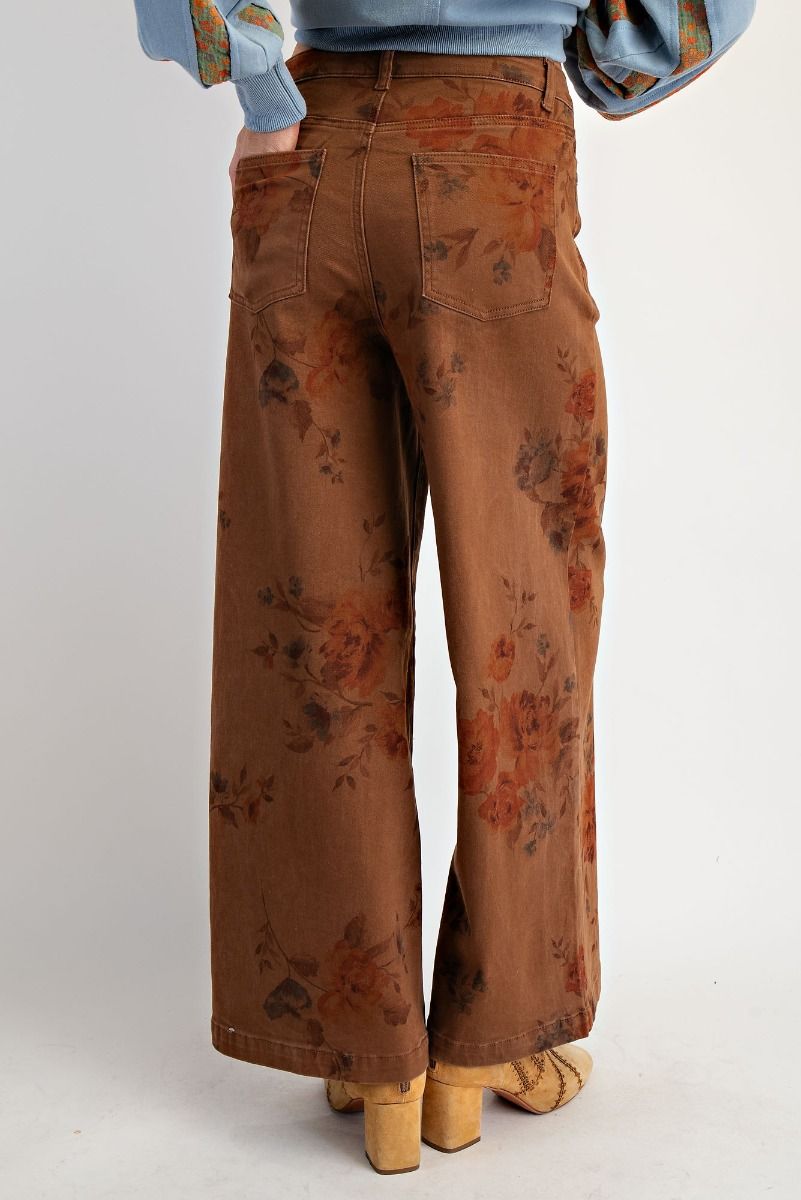 Curvy Pressed Petals Wide Leg Pants By Easel