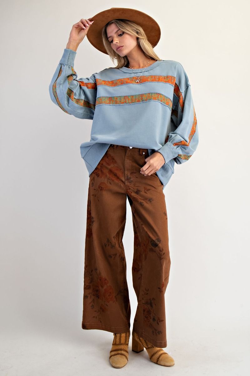 Curvy Pressed Petals Wide Leg Pants By Easel