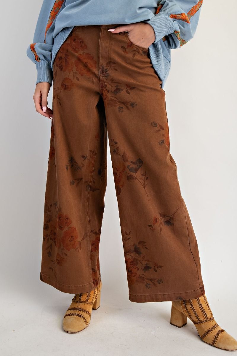 Curvy Pressed Petals Wide Leg Pants By Easel
