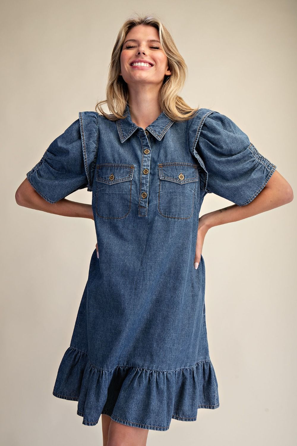 Lightweight relaxed, fit denim dress perfect for casual days