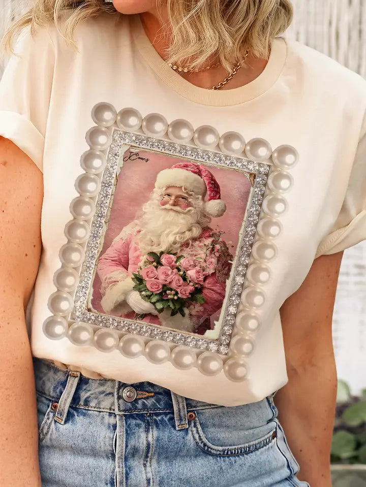 Santa graphic tee with rhinestone detailing 