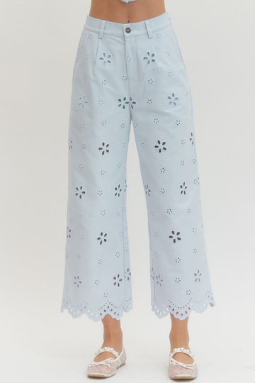 Blueberry Bloom Eyelet Pants By Entro