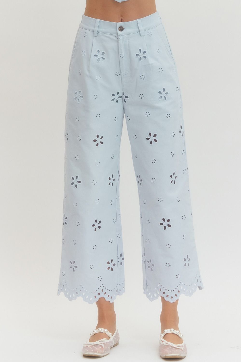 Blueberry Bloom Eyelet Pants By Entro