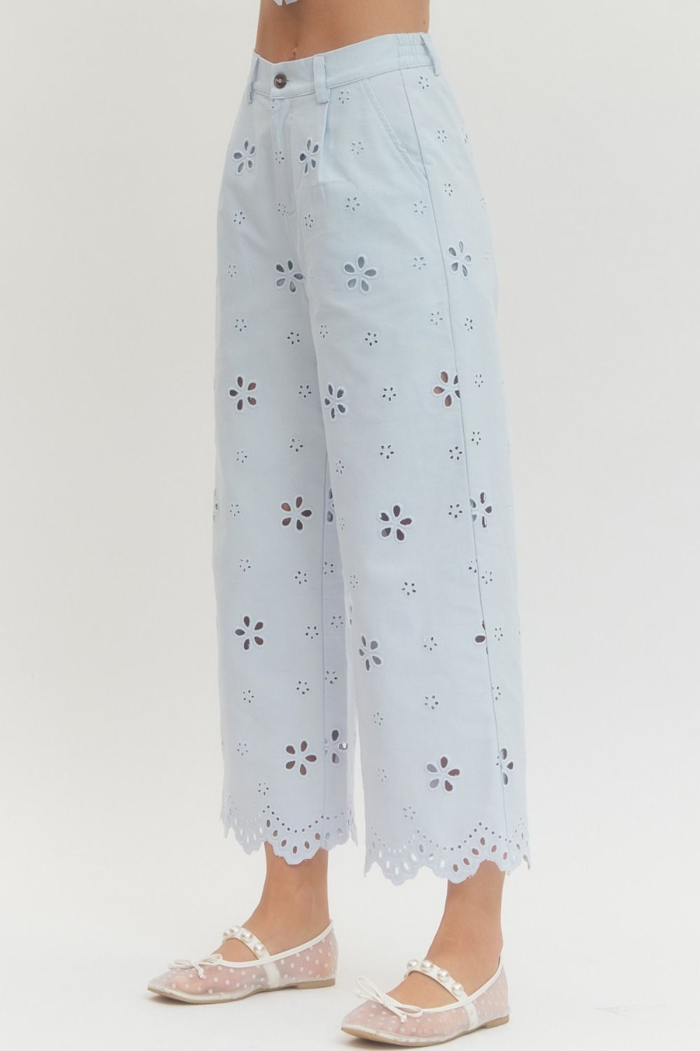 Blueberry Bloom Eyelet Pants By Entro