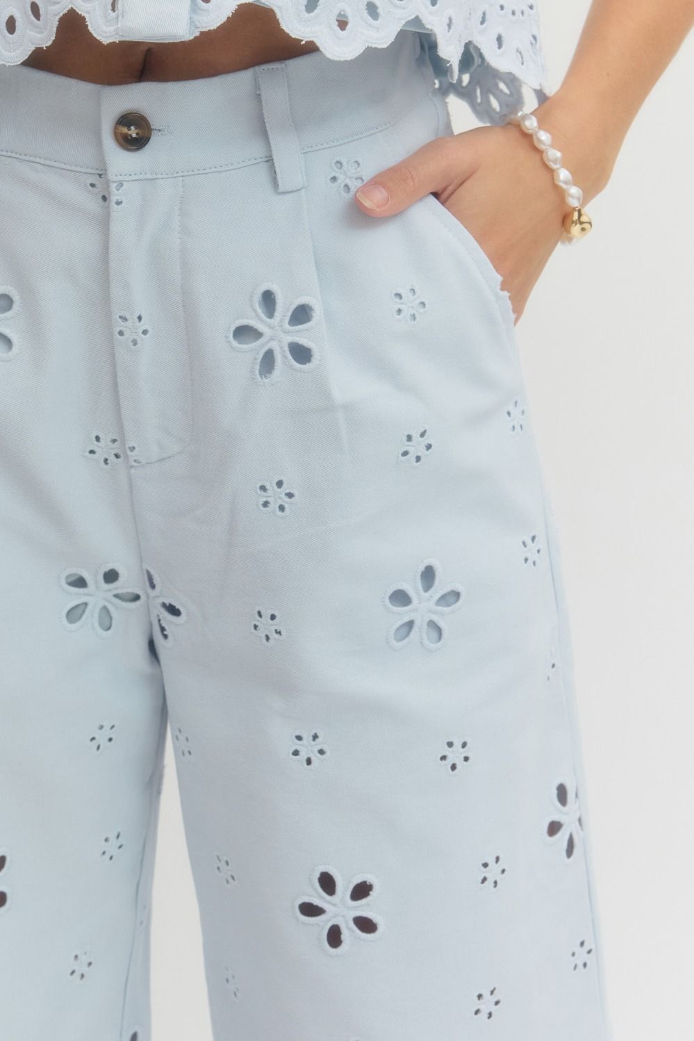 Blueberry Bloom Eyelet Pants By Entro