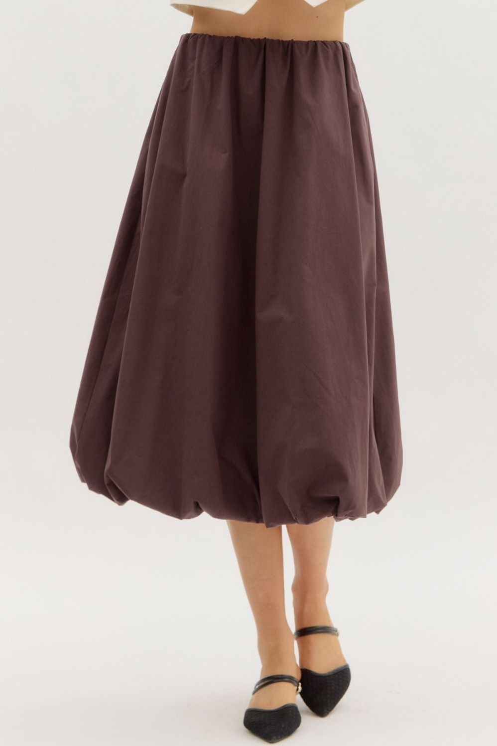 Bubble Hem Midi Skirt By Entro
