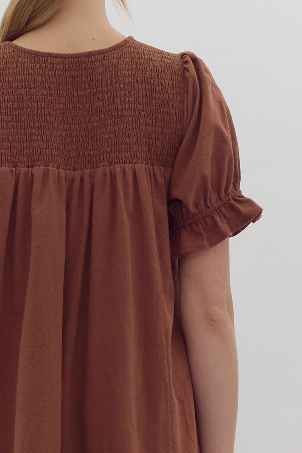 Button Front Short Sleeve Mini Dress By Entro