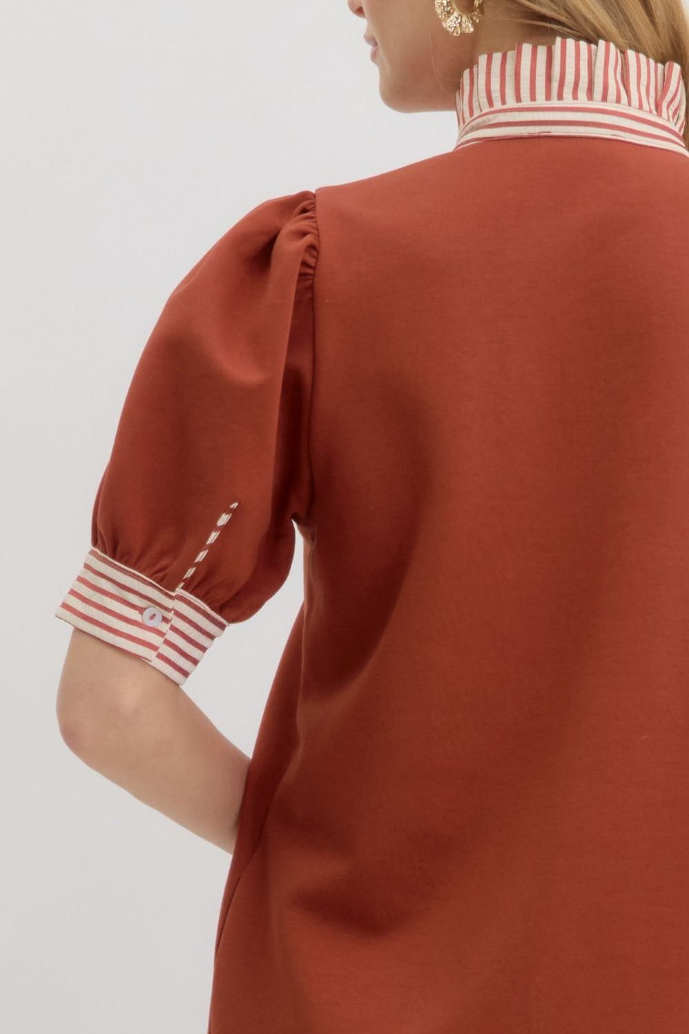 Ruffle Neck Pullover Polo Dress By Entro
