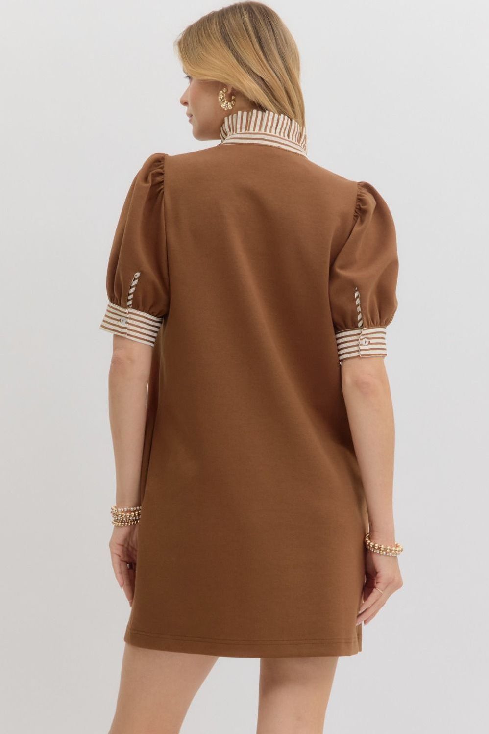 Ruffle Neck Pullover Polo Dress By Entro