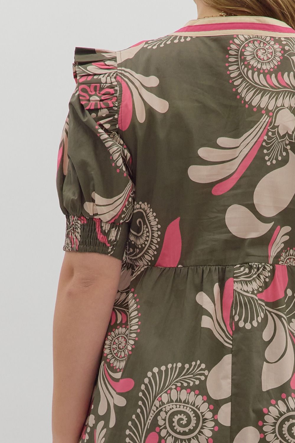 Plus Size Paisley Short Sleeve Midi Dress By Entro