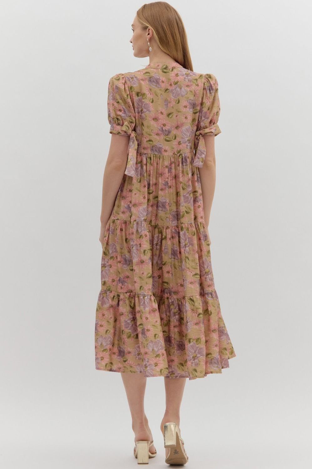 Vintage Floral Print Midi Dress By Entro