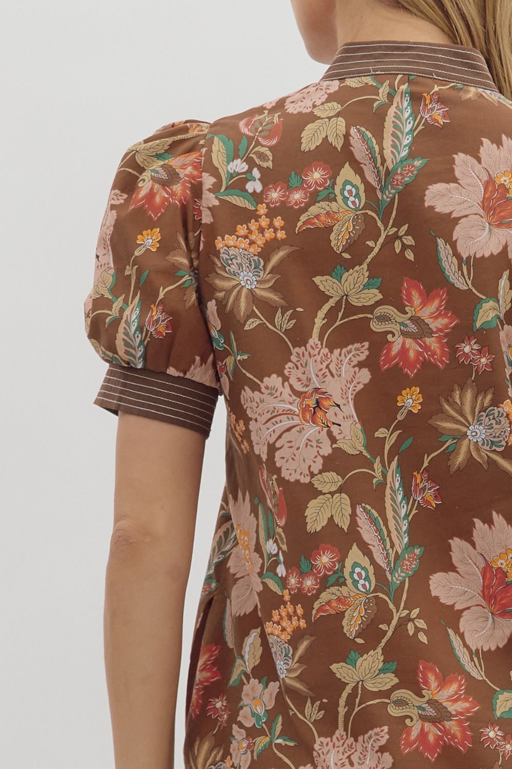 Full Run Floral Print Puff Sleeve Pullover Mini Dress By Entro