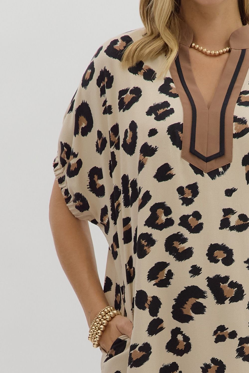 Full Run Leopard Print Dolman Sleeve Mini Dress By Entro