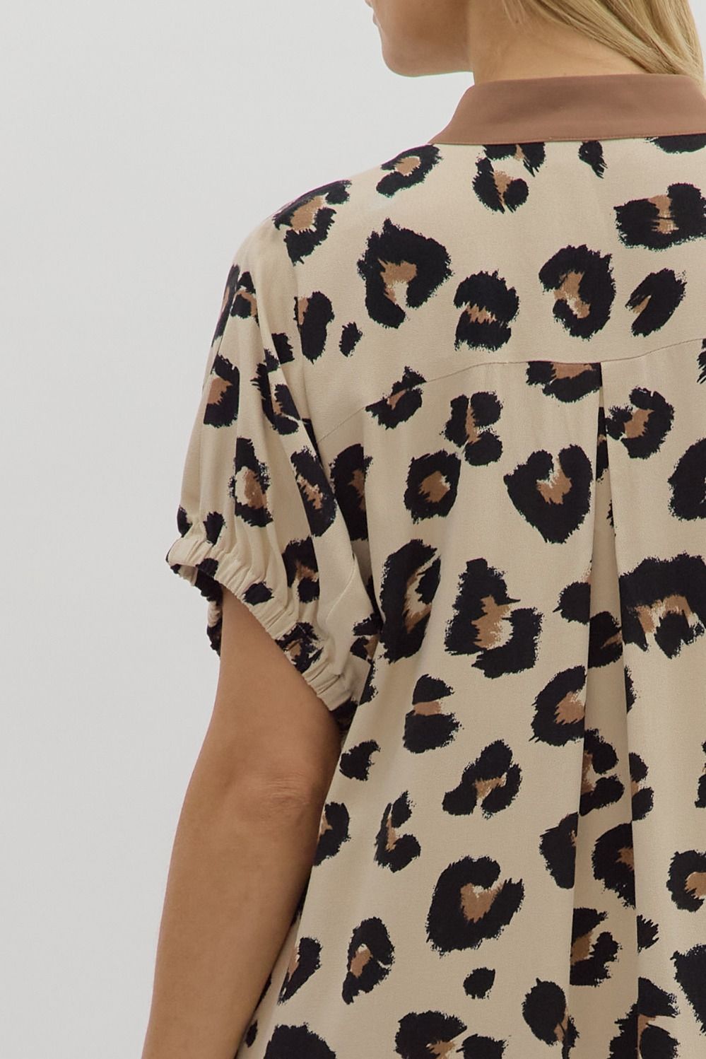 Full Run Leopard Print Dolman Sleeve Mini Dress By Entro