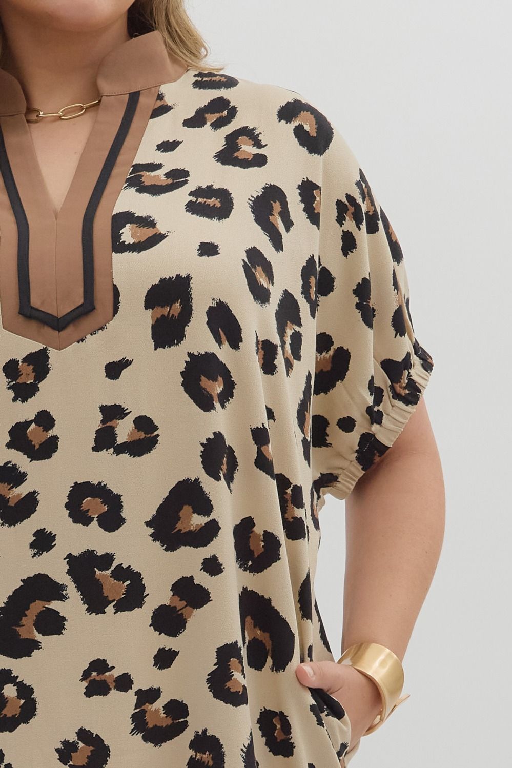 Full Run Leopard Print Dolman Sleeve Mini Dress By Entro