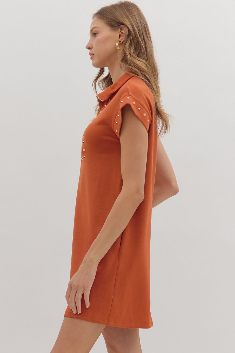 Cap Sleeve Mini Studded Dress By Entro